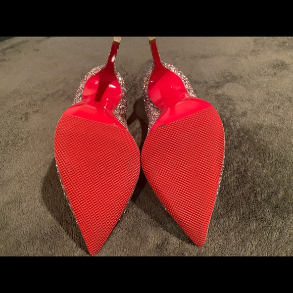 Christian Louboutin / PIGALLE FOLLIES 100 GLITTER ROSETTE / SIZE 36.5 100mm - Picture 3 of 9